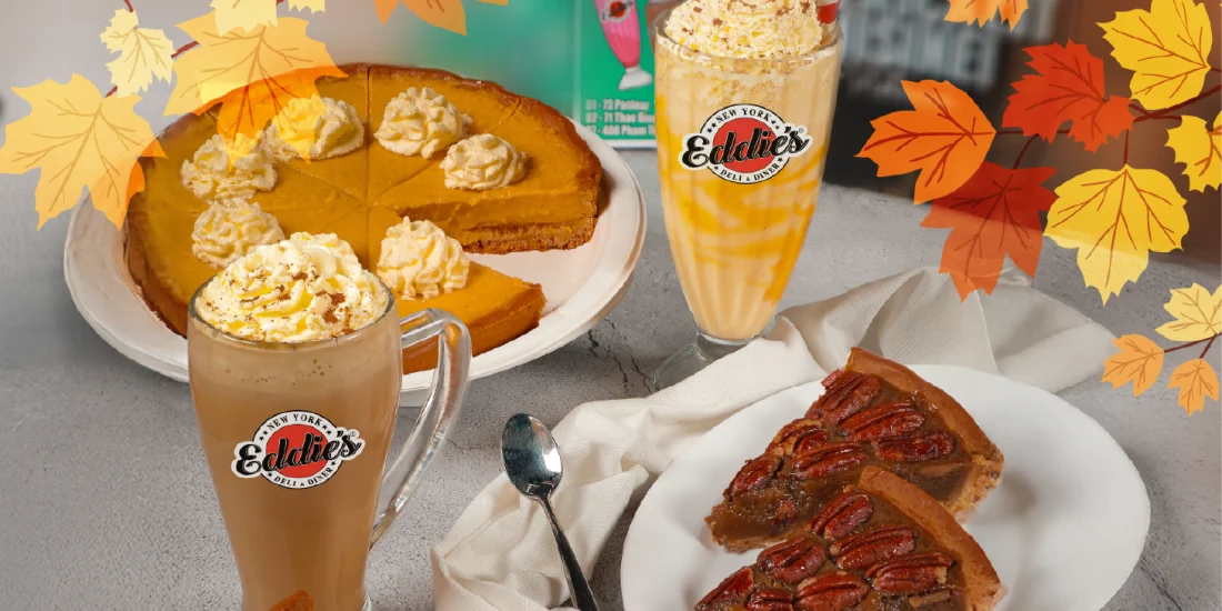 Pumpkin Spice Menu with Pumpkin Pie Milkshake, Pumpkin Spice Latte, Pumpkin Pie and Pecan Pie