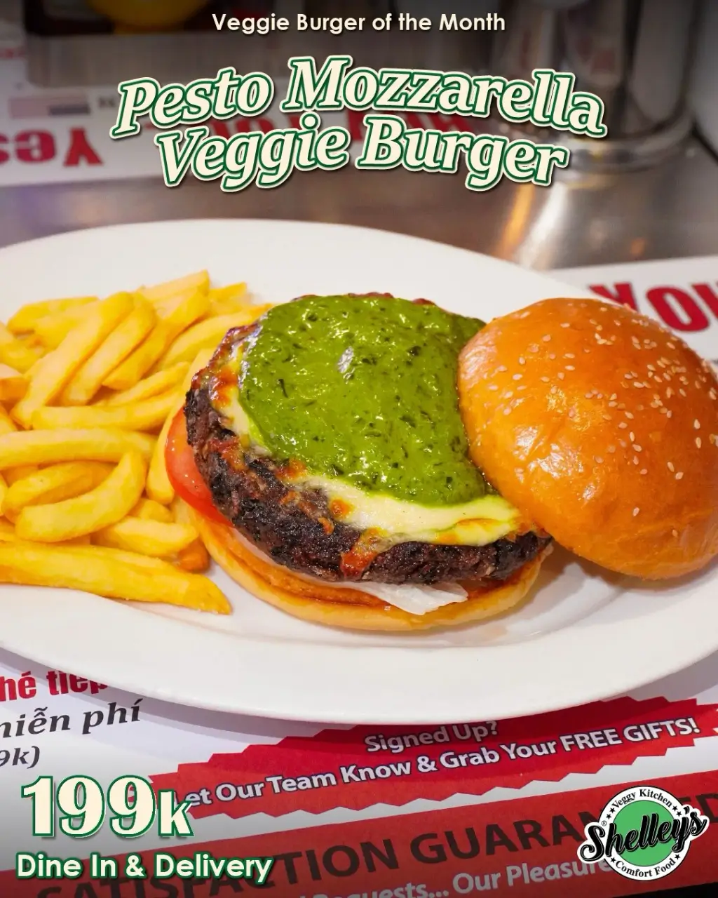 Pesto Mozzarella Veggie Burger